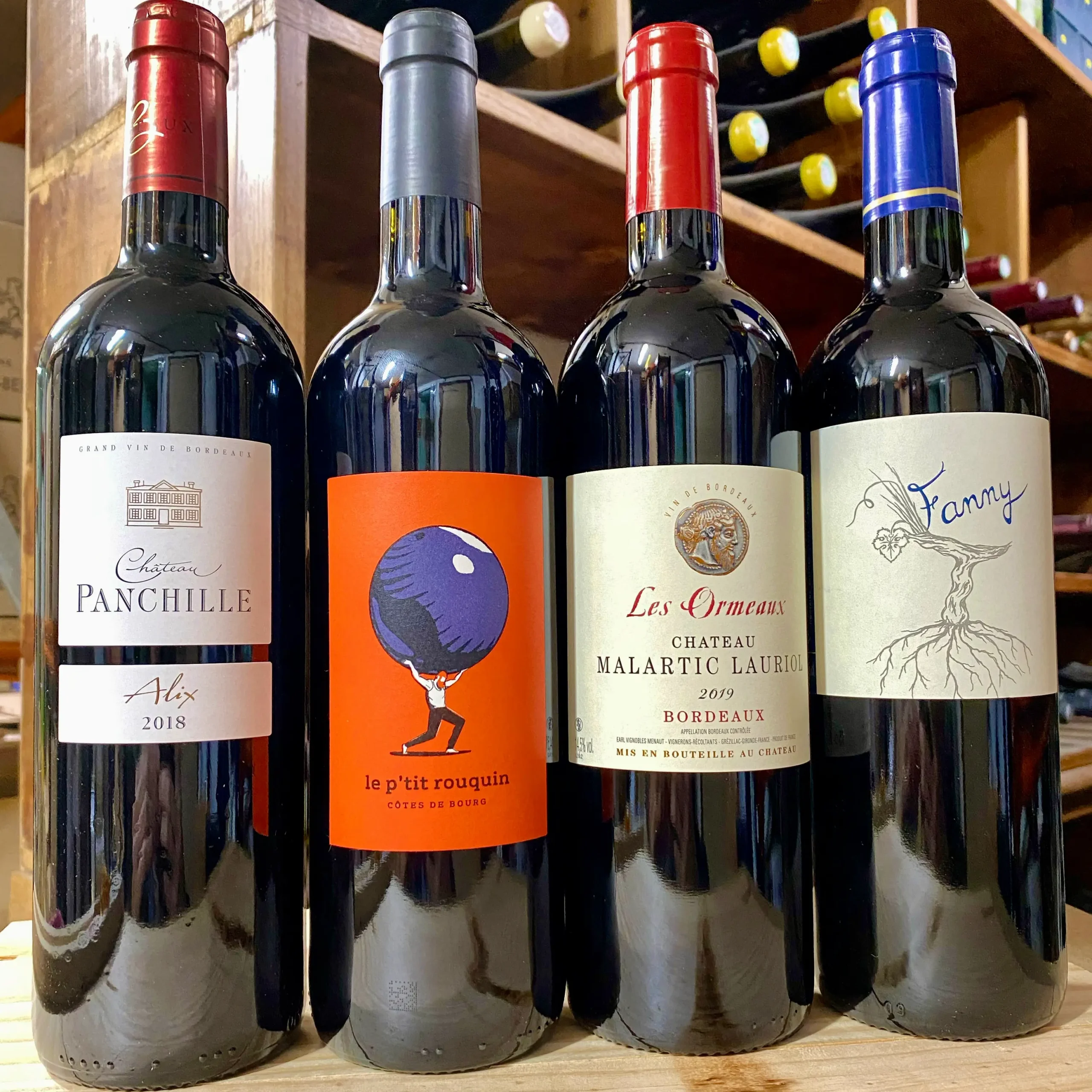 Bouteilles-de-Bordeaux-Cave-du-Clos-saint-Gabriel-Beziers Bouteilles de Bordeaux, Panchille, Fréa, Malartic Lauriol, Cassagne