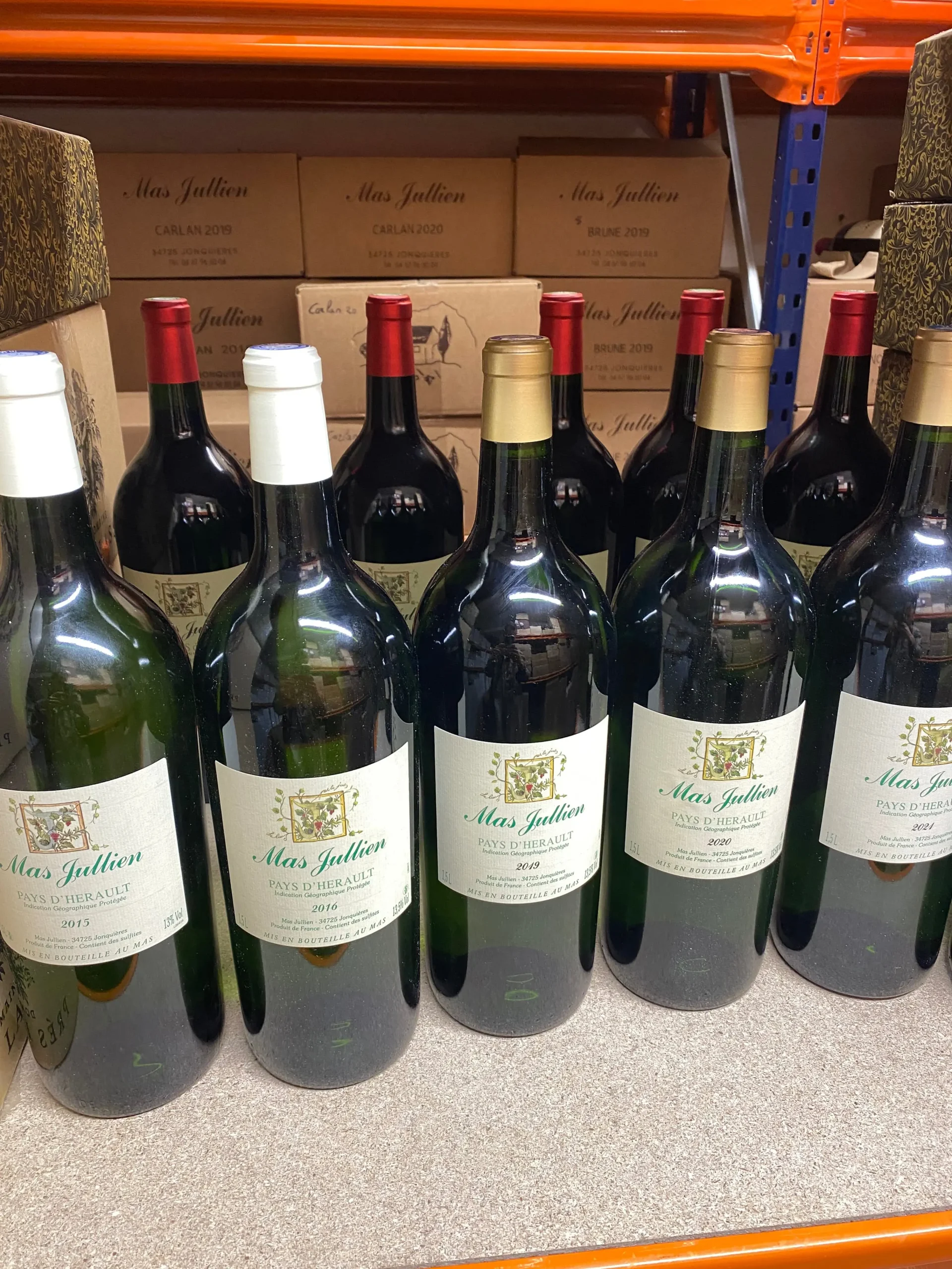 Déclinaison-MasJullien-magnums Magnum de Mas Jullien différents millésimes